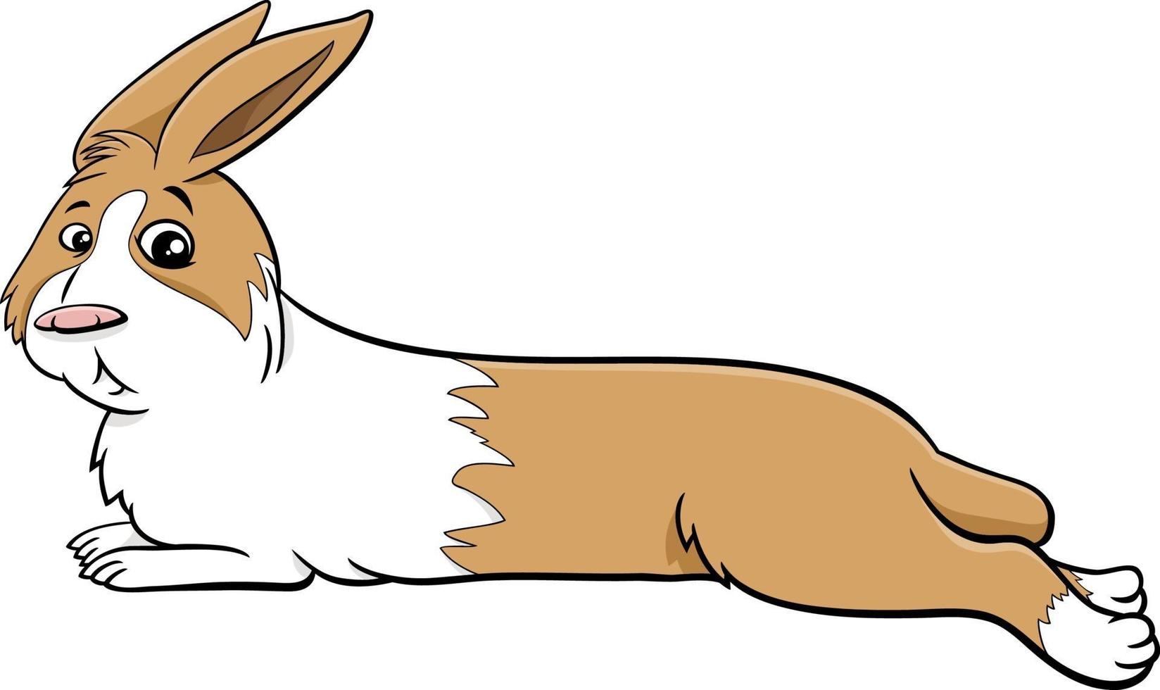 cartone animato coniglio nano sdraiato personaggio animale comico vettore