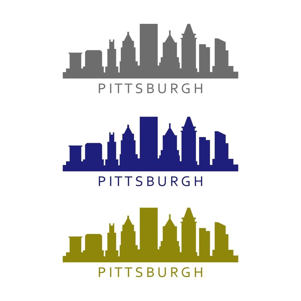 skyline di pittsburg illustrato su sfondo bianco vettore