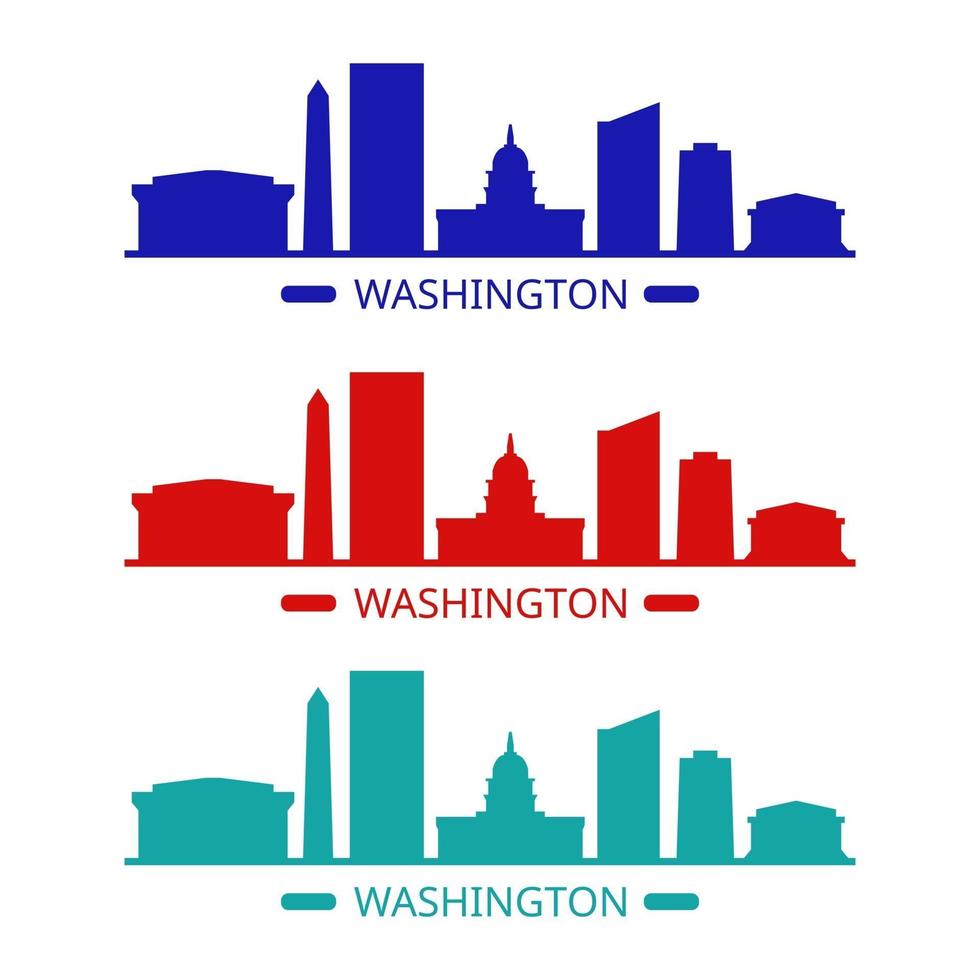 skyline di Washington illustrato su sfondo bianco vettore