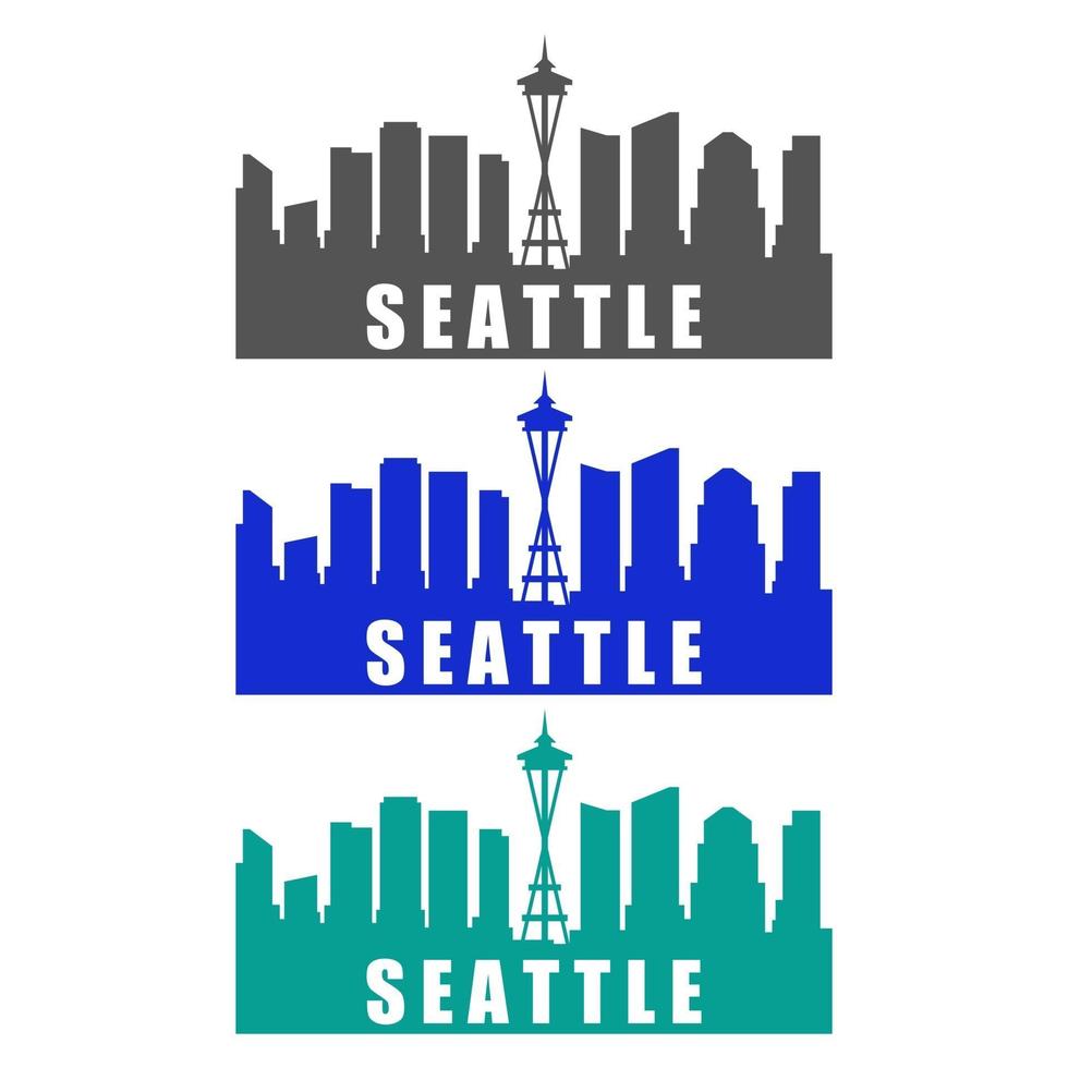 skyline di Seattle illustrato su sfondo bianco vettore