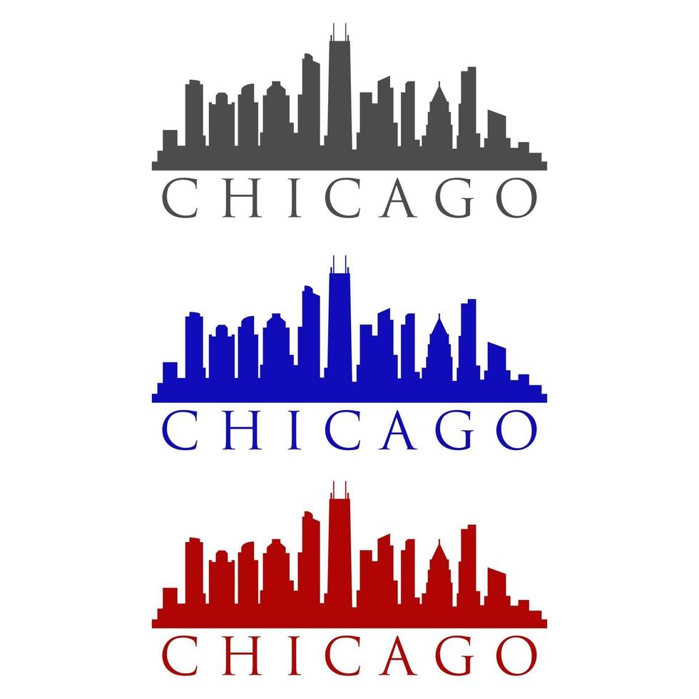 skyline di chicago illustrato su sfondo bianco vettore