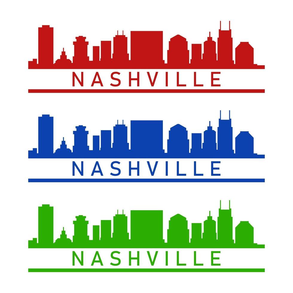 skyline di nashville illustrato su sfondo bianco vettore