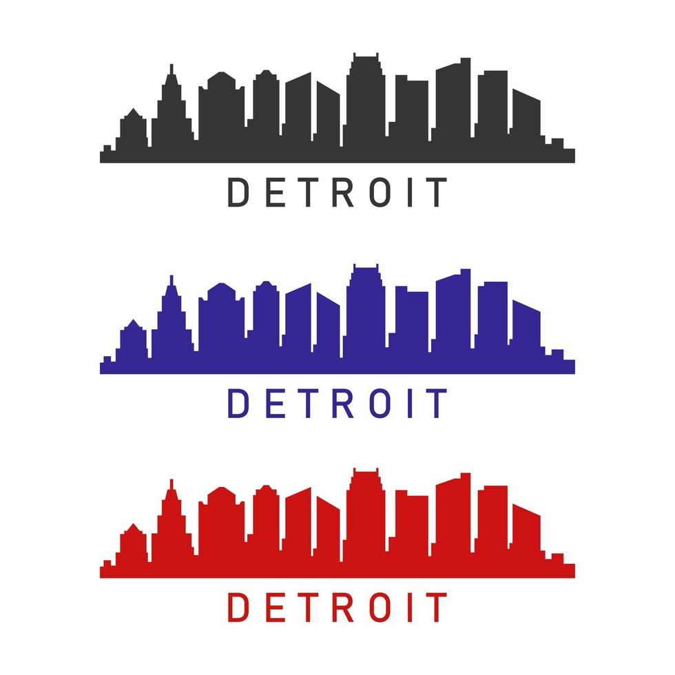 skyline di Detroit illustrato su sfondo bianco vettore