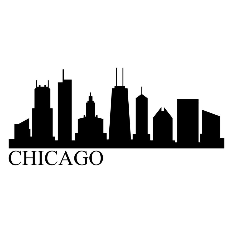 skyline di chicago illustrato su sfondo bianco vettore