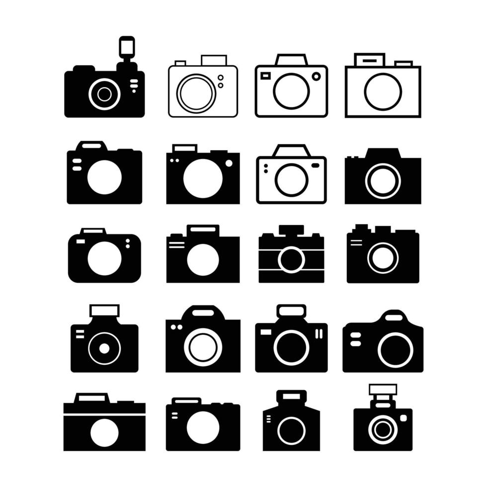 set di telecamere illustrato su sfondo bianco vettore