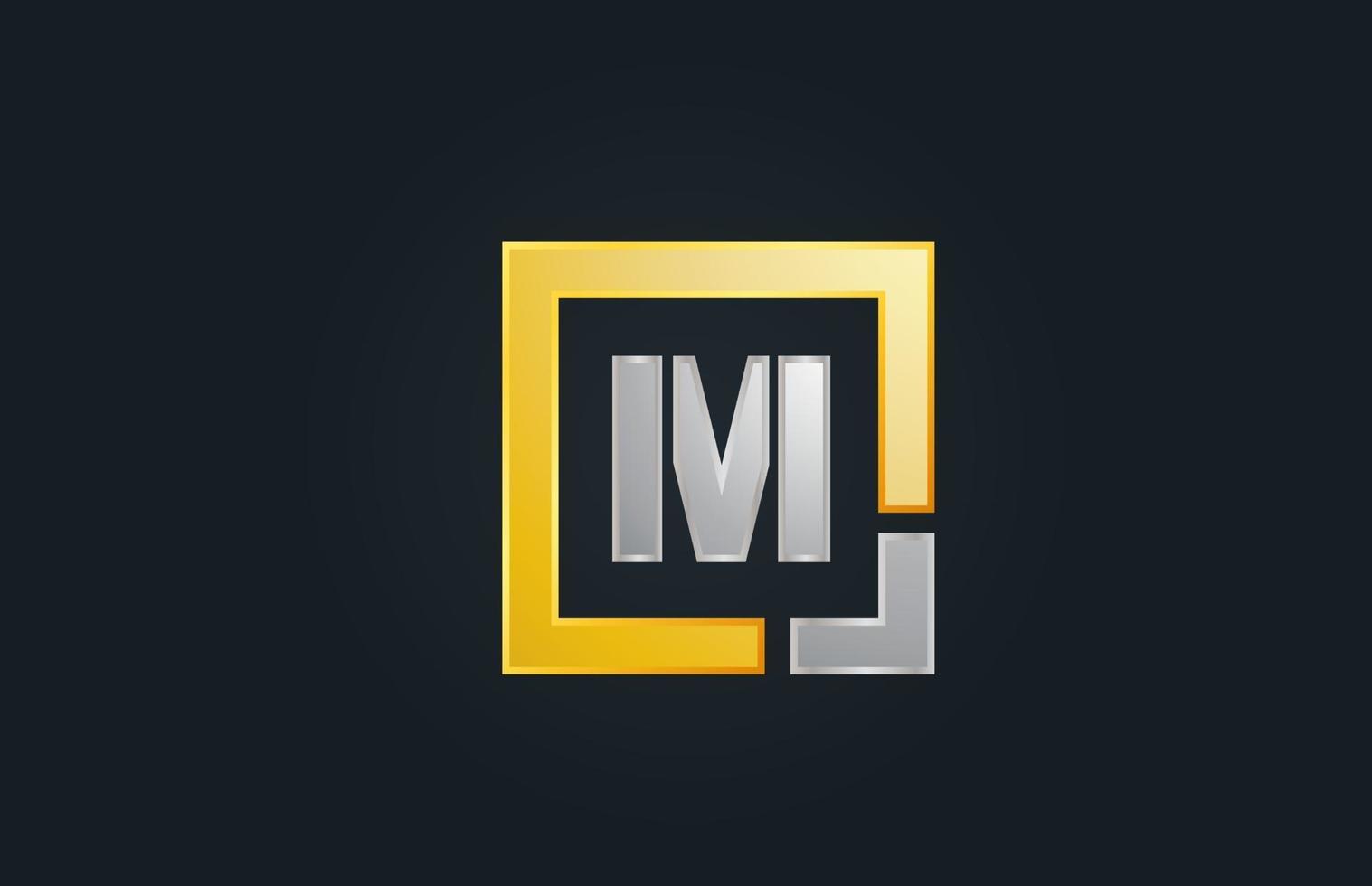 icona del design del logo dell'alfabeto della lettera m in metallo argentato oro per il business vettore
