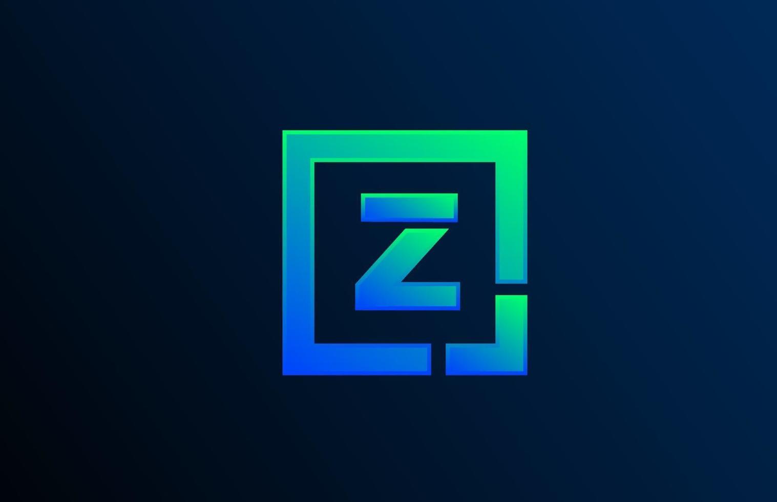 icona del design del logo dell'alfabeto lettera z verde blu per il business vettore