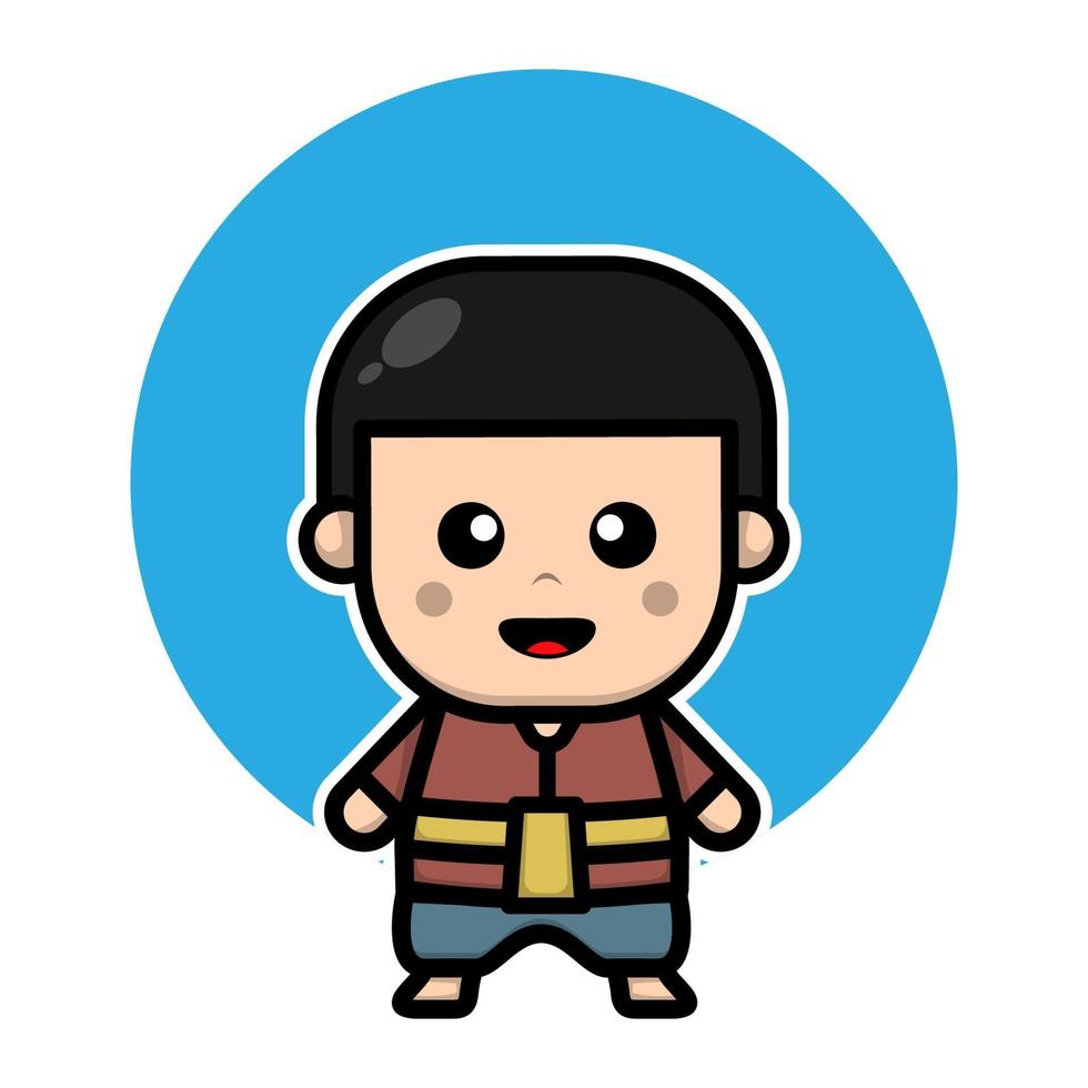 simpatico personaggio dei cartoni animati di un ragazzo tailandese vettore