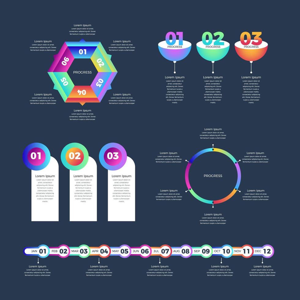 elementi infografici del progresso in corso vettore