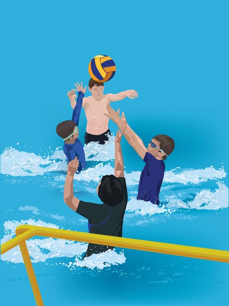 giochi di pallanuoto su illustrazione grafica vettoriale