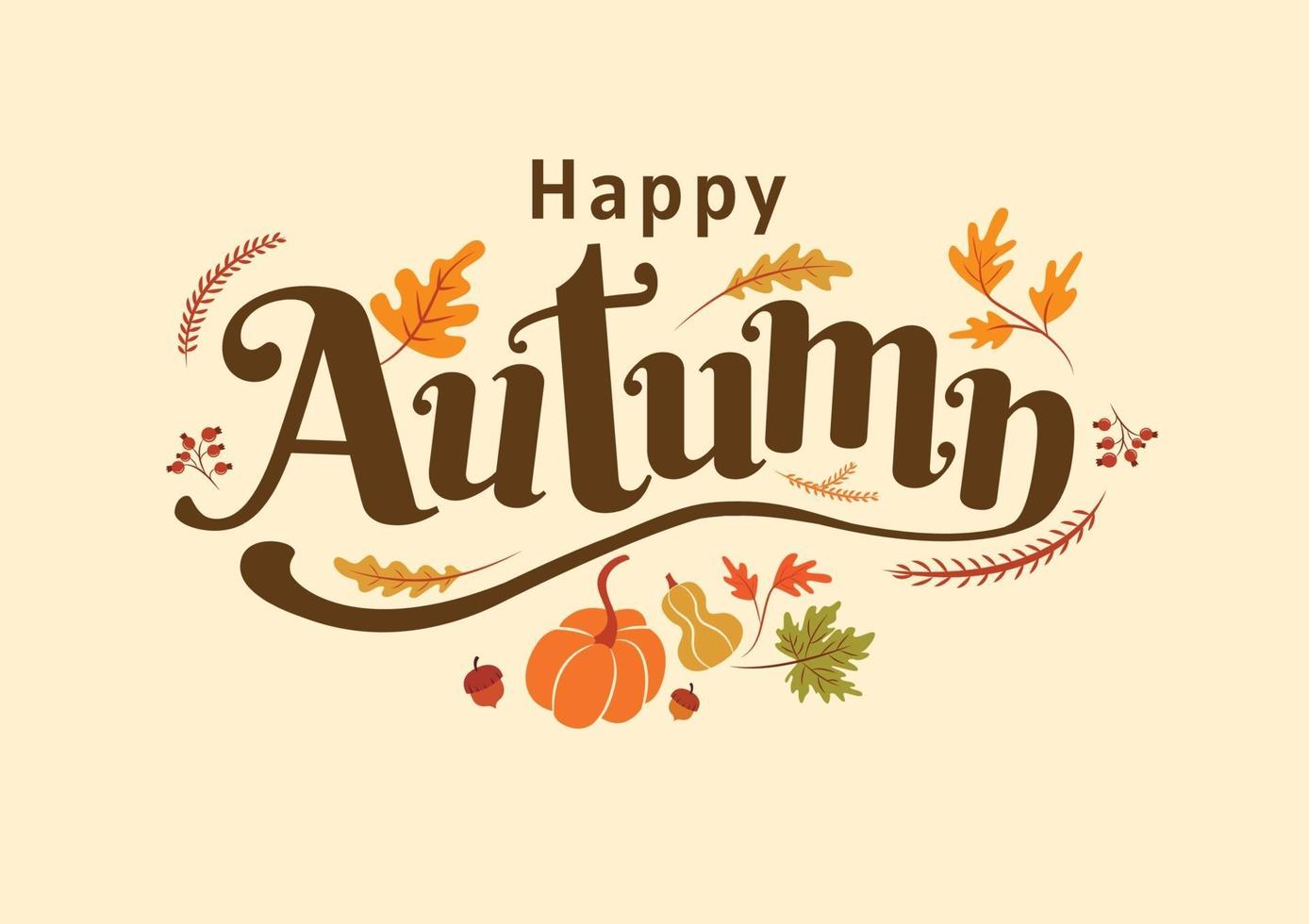 felice autunno, giorno del ringraziamento, autunno, tipografia, design calligrafico vettore