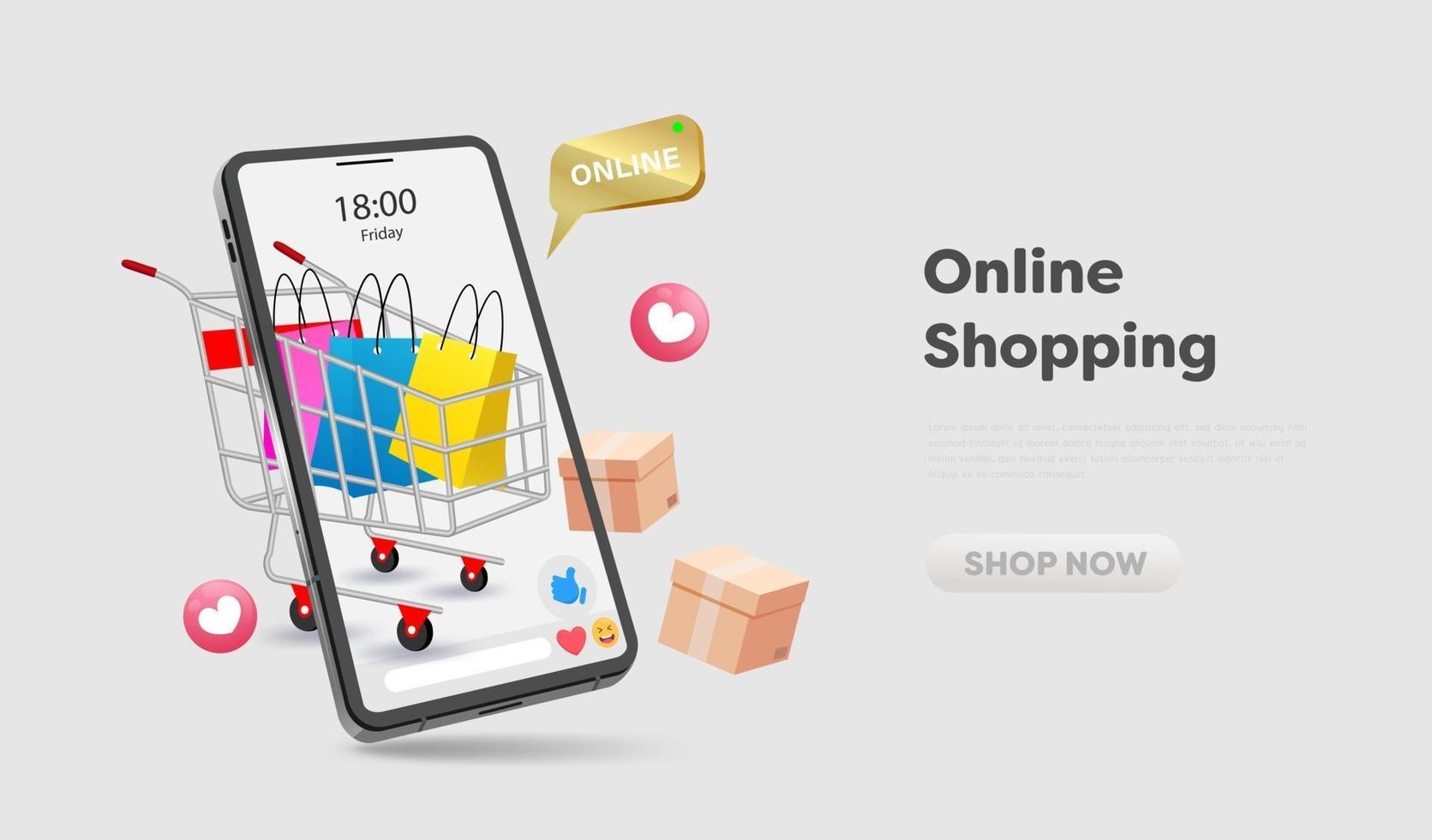 negozio di shopping online sul sito web e sul design del telefono cellulare. vettore