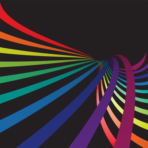 Linee colorate in 3D su sfondo nero, illustrazione vettoriale