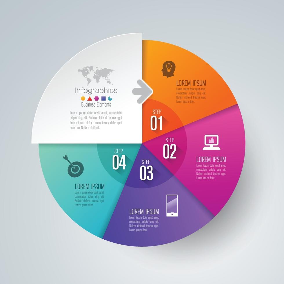 infografiche e icone di arte della carta con 4 passaggi vettore