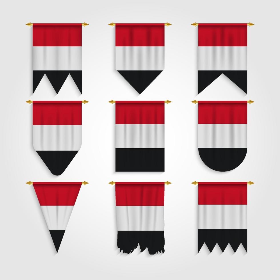 bandiera dello yemen in diverse forme, bandiera dello yemen in varie forme vettore