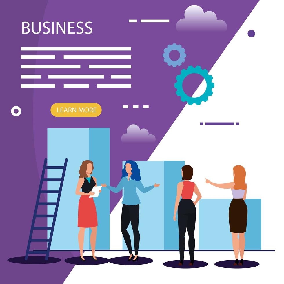 donne d'affari con grafici statistici e scale vettore