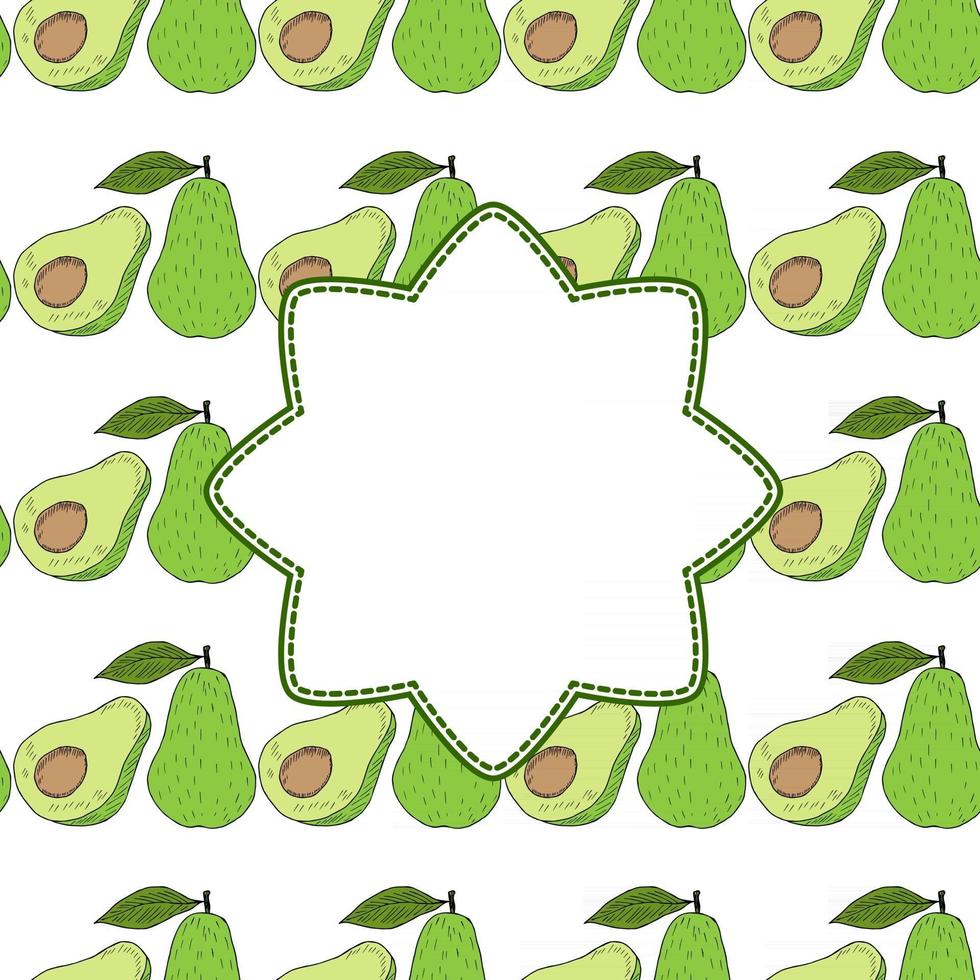 Avocado a colori, banner quadrato vettore