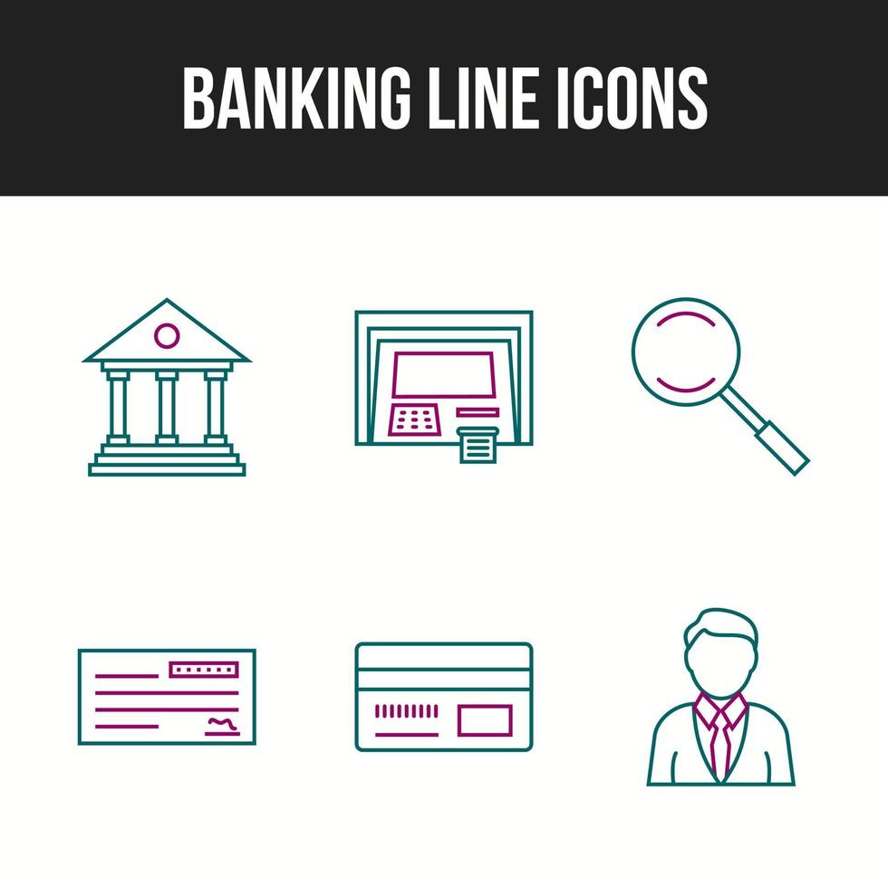 6 icone bancarie in un set per uso personale e commerciale vettore