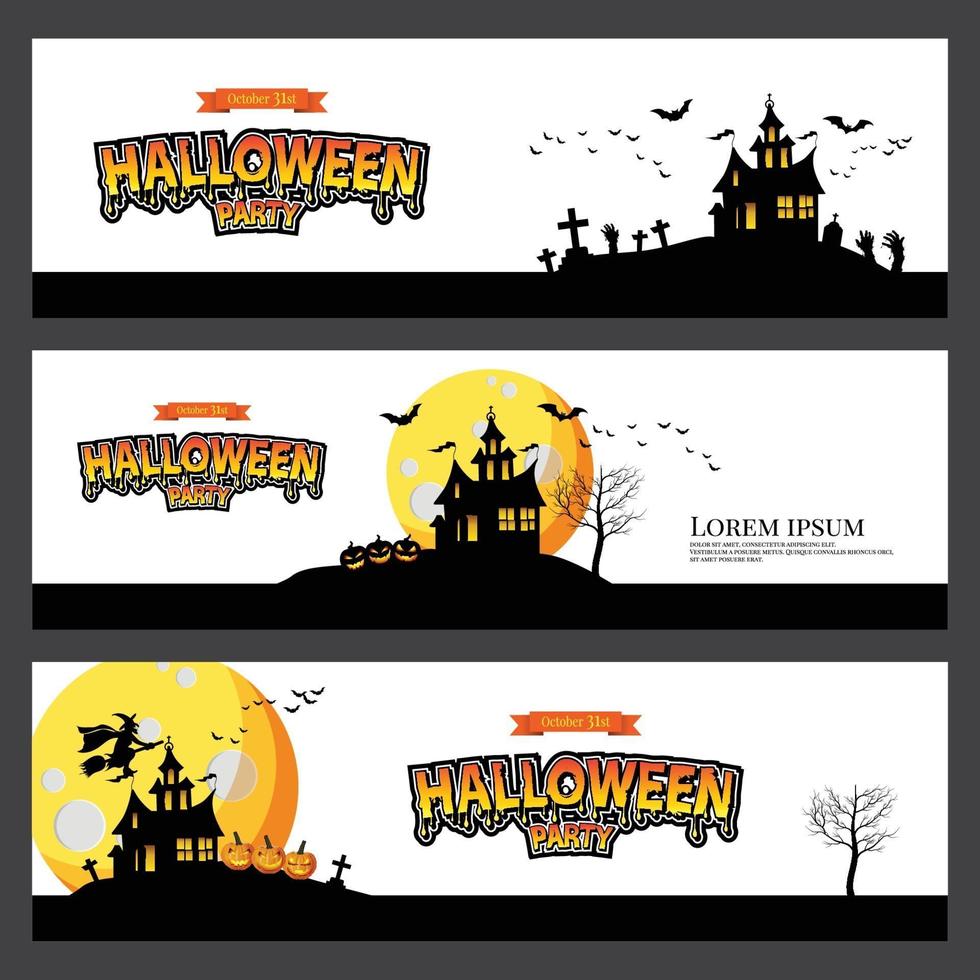 vettore banner di halloween impostato per il design dell'intestazione web. disegno di halloween.