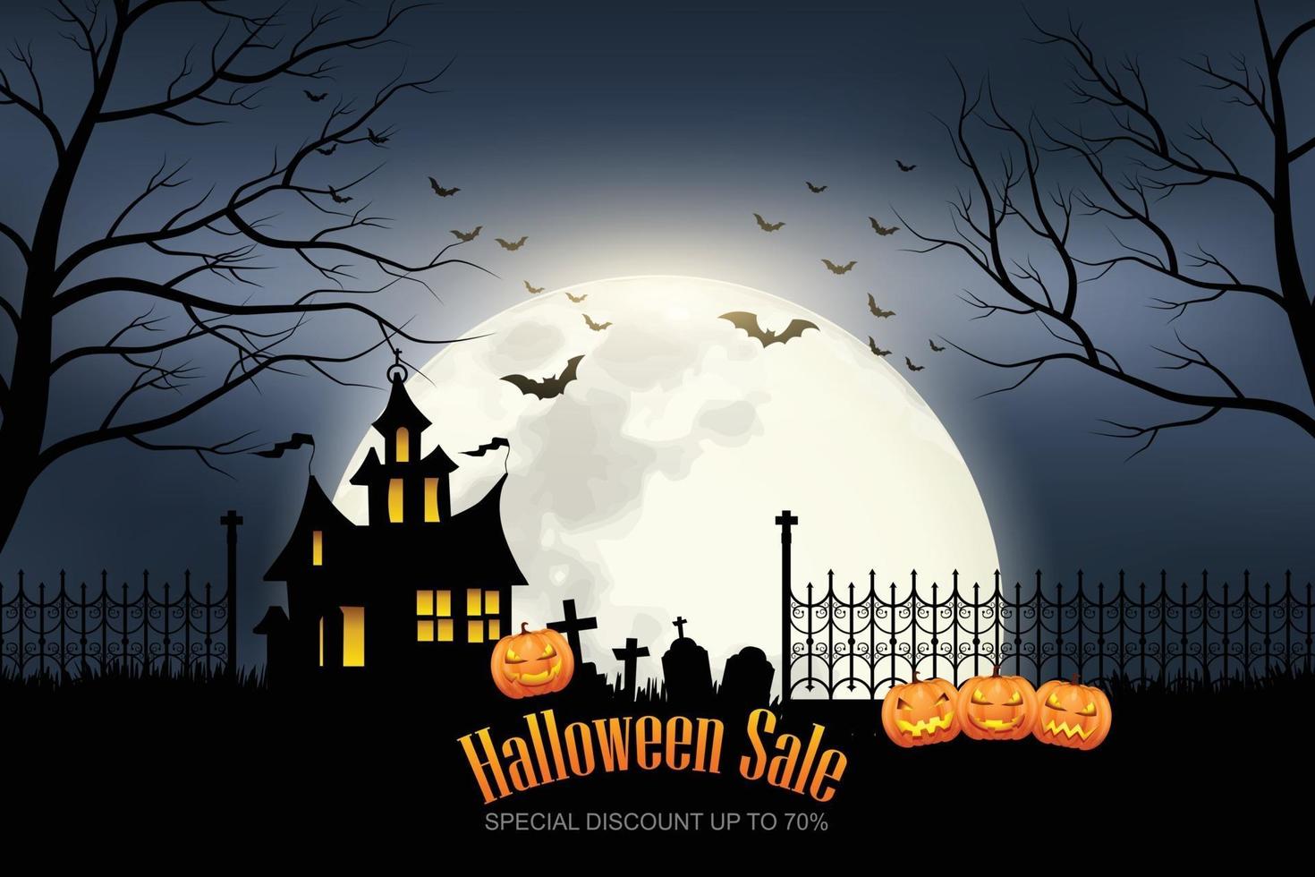 felice striscione di vendita di halloween. Sconto speciale. vettore