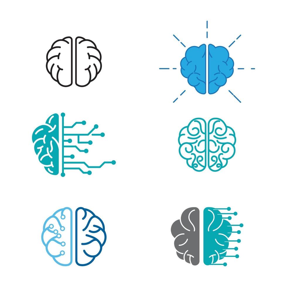 modello dell'icona dell'illustrazione di vettore del cervello di salute