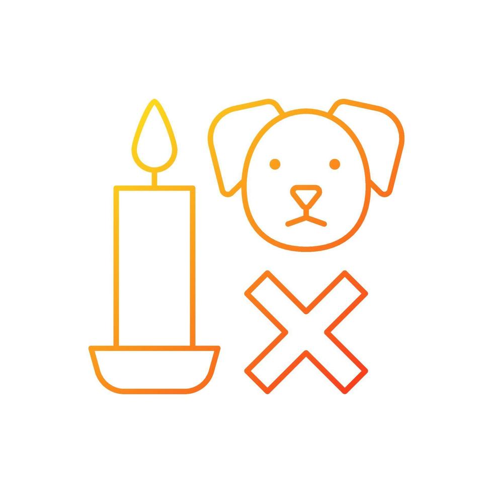 sicurezza della candela per gli animali domestici icona dell'etichetta manuale del vettore lineare gradiente