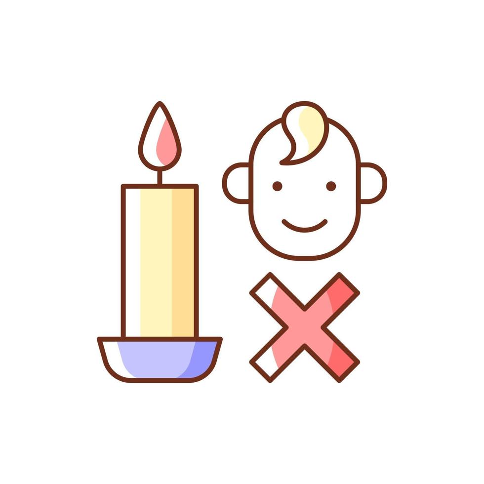 tenere i bambini lontani dalle candele rgb color manual label icon vettore