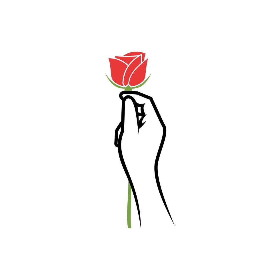 che tiene l'illustrazione dell'icona di vettore di progettazione del modello di logo delle rose.