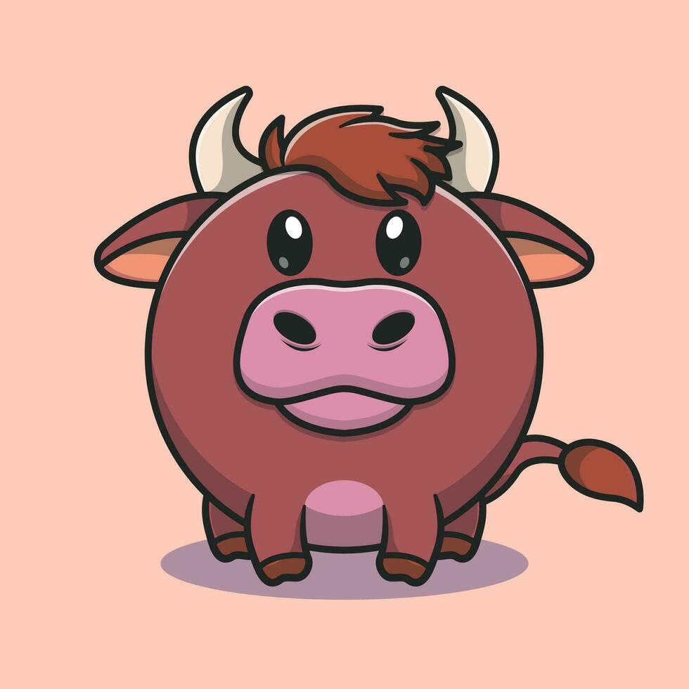 carino il giro bambino Toro cartone animato vettore icona illustrazione animale natura icona concetto isolato piatto