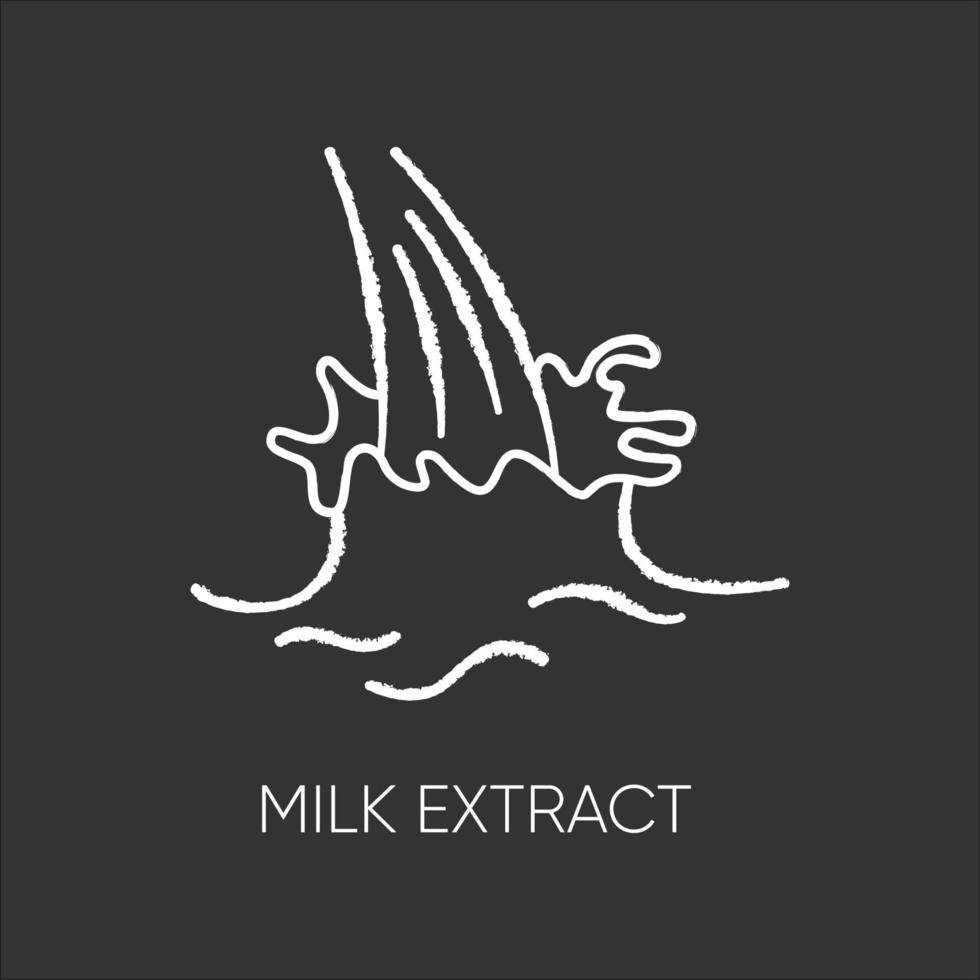 estratto di latte gesso icona bianca su sfondo nero vettore