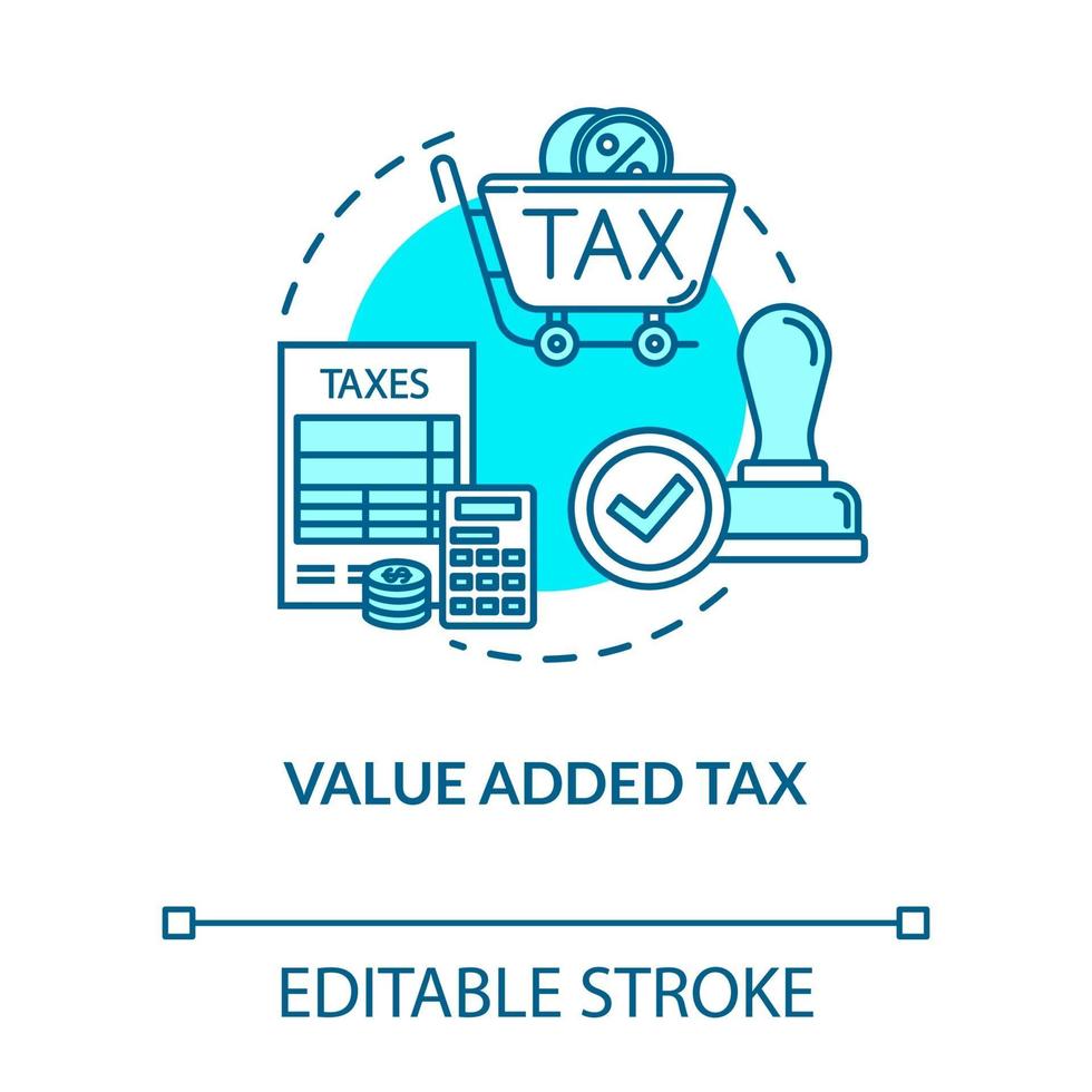 icona del concetto turchese dell'imposta sul valore aggiunto vettore