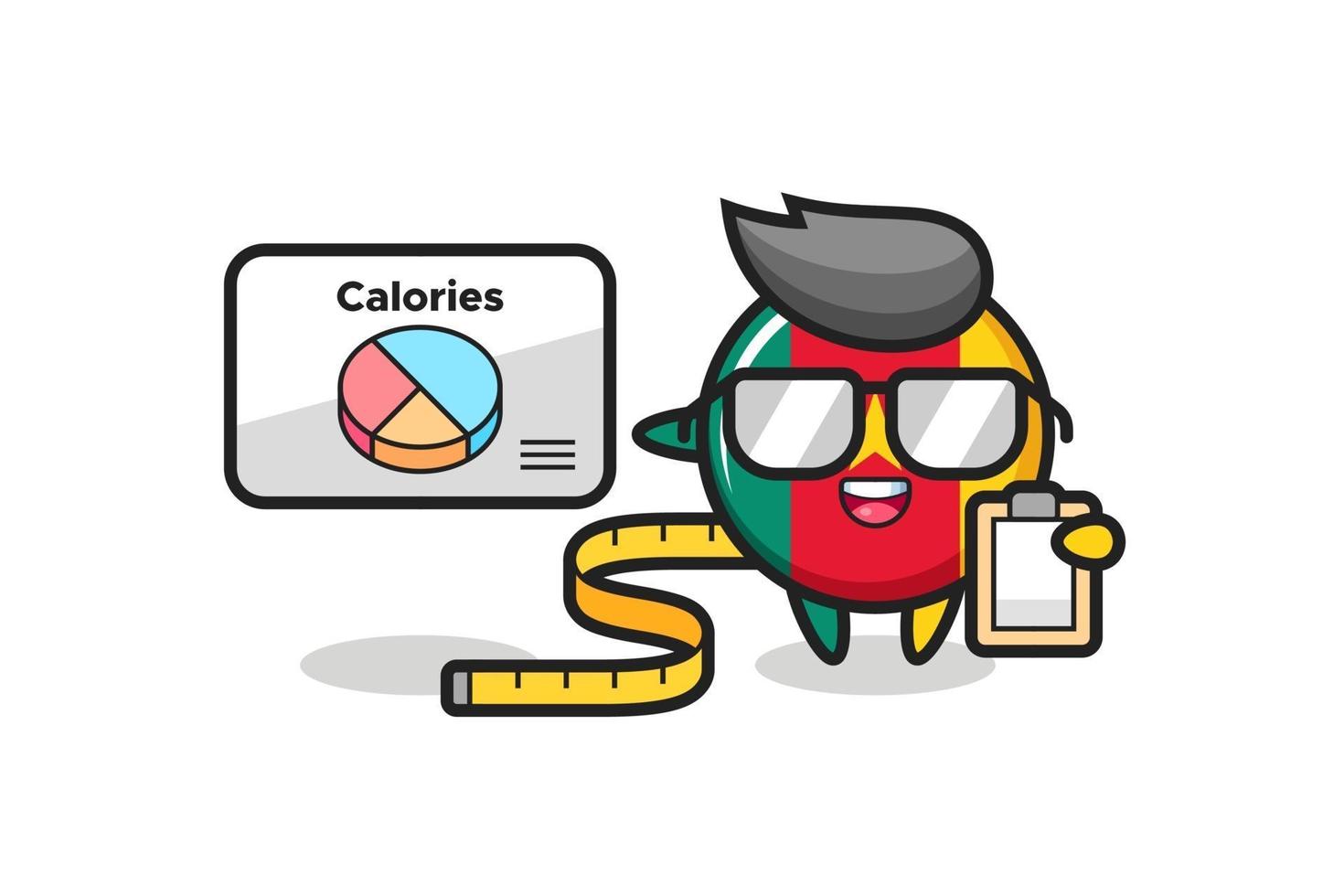 illustrazione della mascotte del distintivo della bandiera del Camerun come dietista vettore