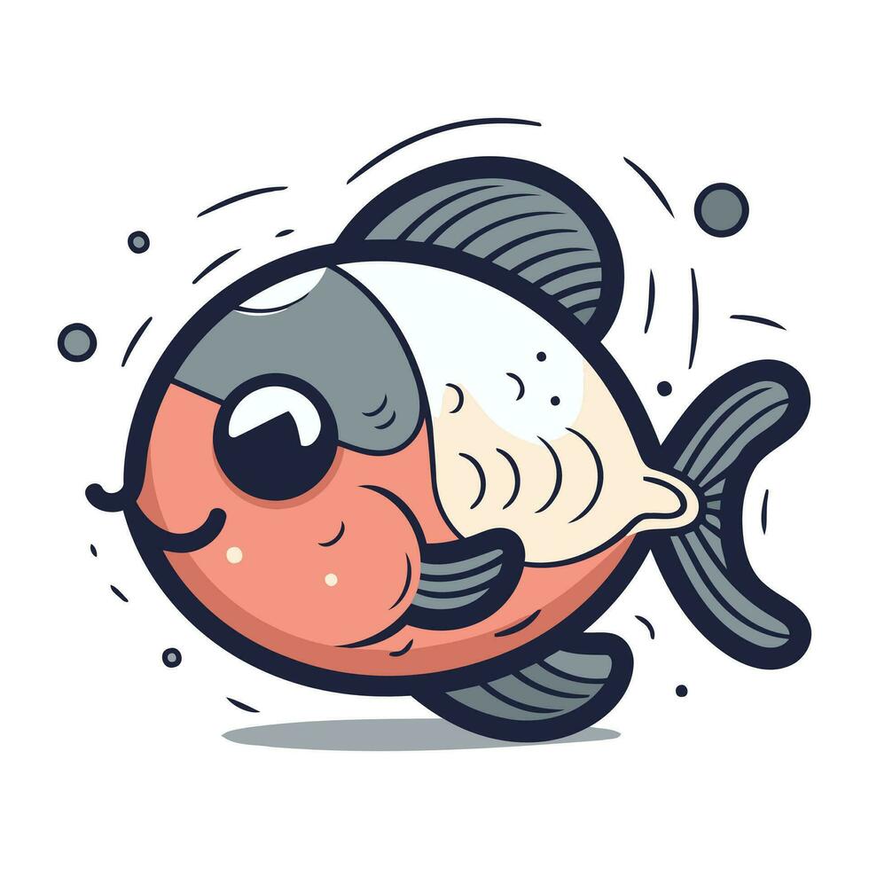 carino pesce cartone animato portafortuna personaggio vettore illustrazione. isolato su bianca sfondo