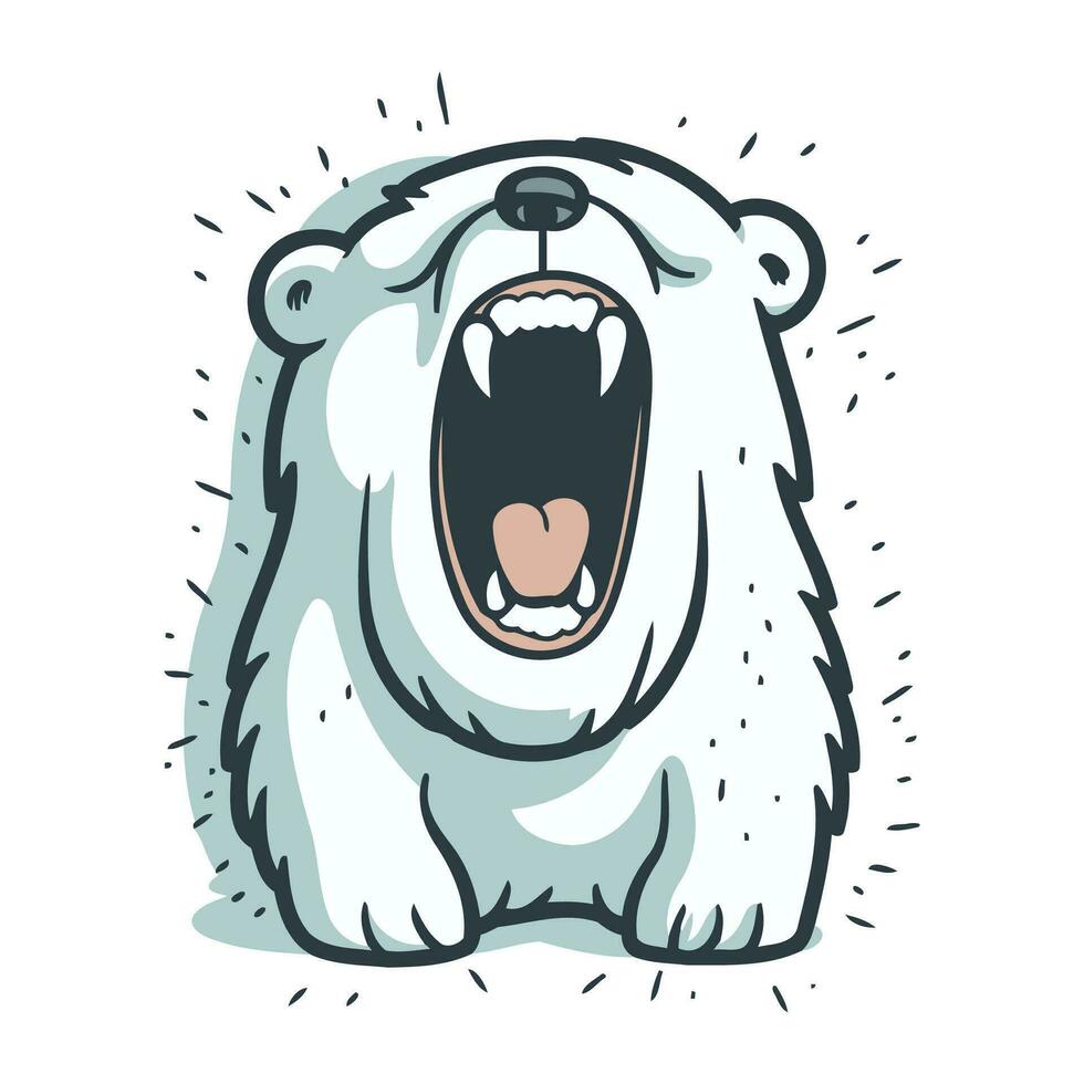 arrabbiato polare orso. vettore illustrazione isolato su un' bianca sfondo.