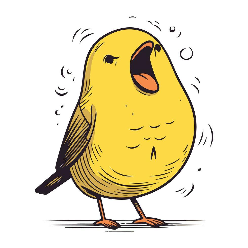vettore illustrazione di carino poco giallo uccello. cartone animato stile. isolato su bianca sfondo.