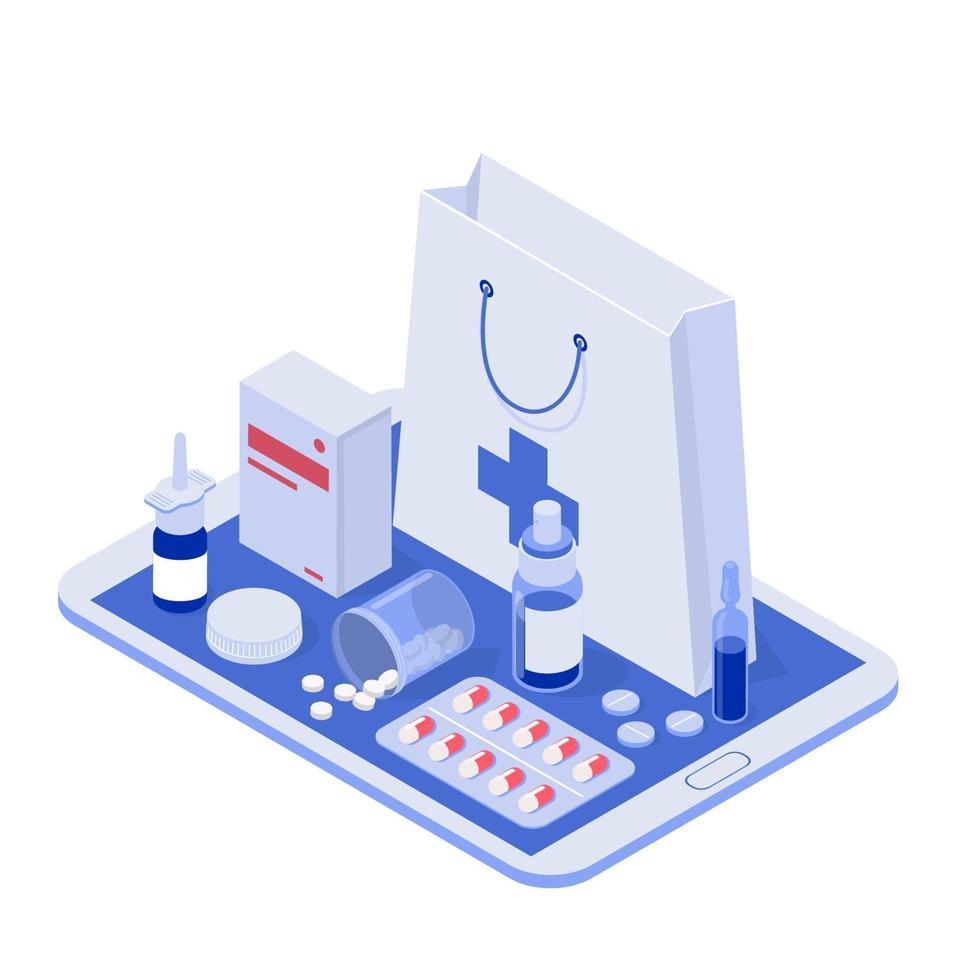assistenza sanitaria e farmacia sul sito Web per l'illustrazione vettoriale dell'ospedale.