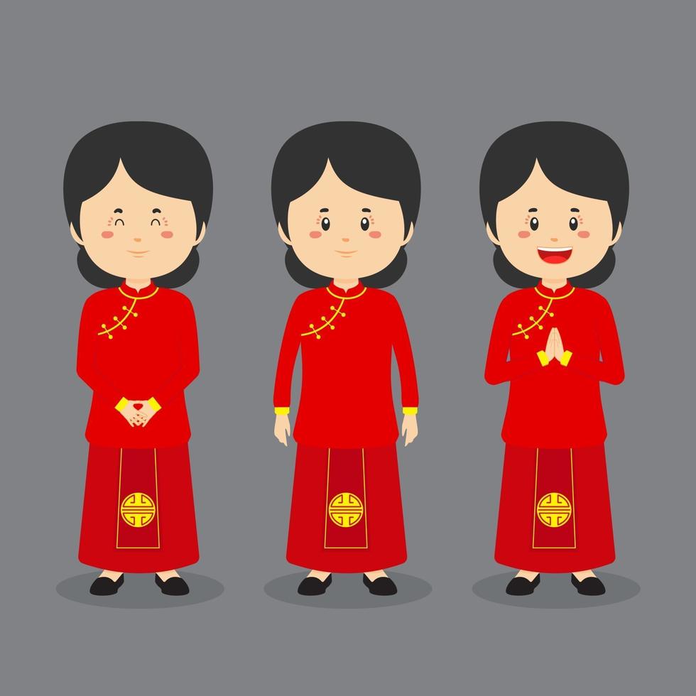 carattere cinese con varie espressioni vettore