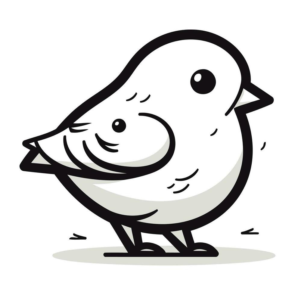 divertente poco uccello. vettore illustrazione. nero e bianca cartone animato.