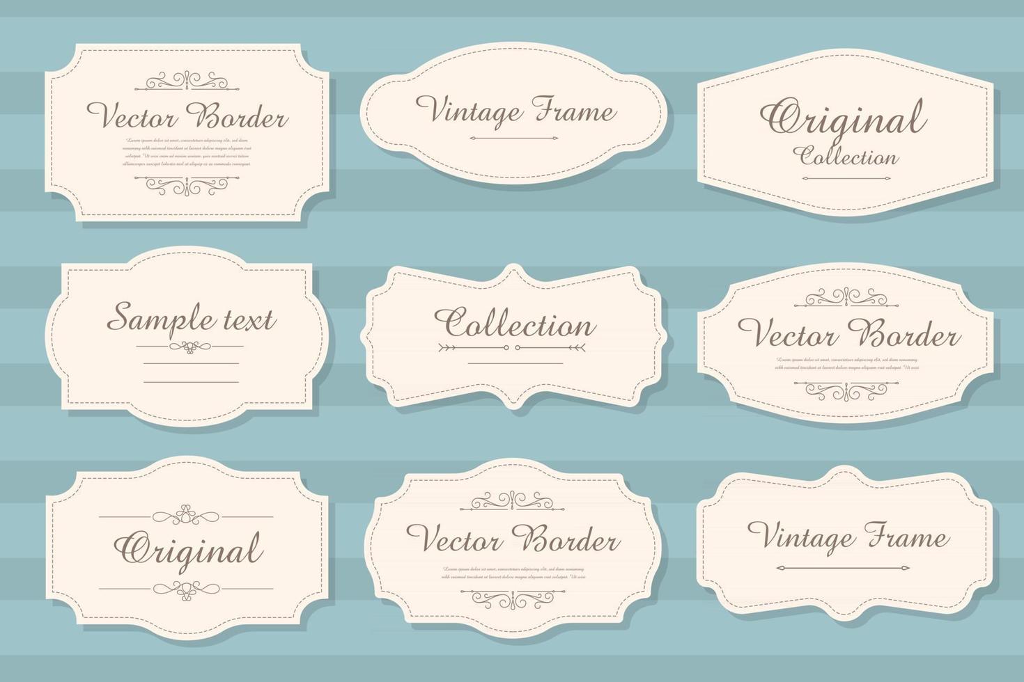 set vettoriale di etichette vintage calligrafiche e cornici elementi di design