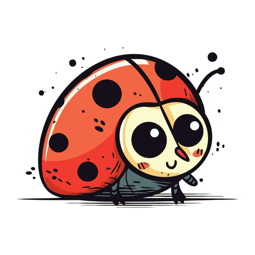 carino cartone animato coccinella. vettore illustrazione isolato su bianca sfondo.