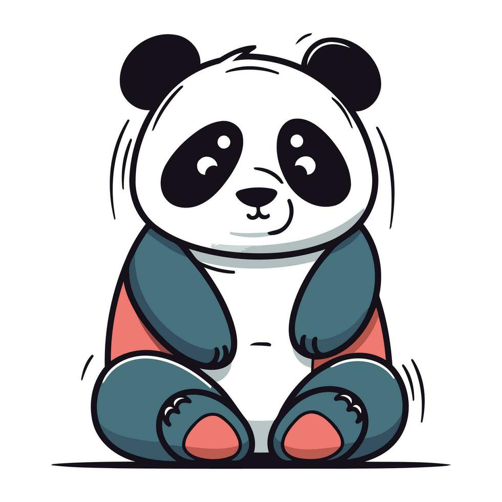 carino cartone animato panda seduta su il pavimento. vettore illustrazione.