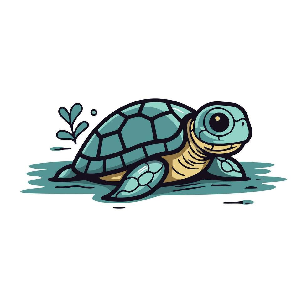 carino cartone animato tartaruga isolato su un' bianca sfondo. vettore illustrazione.