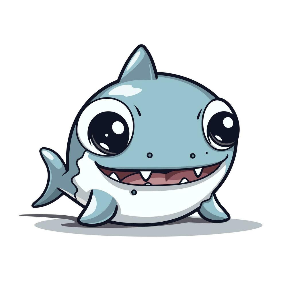 sorridente squalo personaggio cartone animato portafortuna vettore illustrazione. carino squalo.