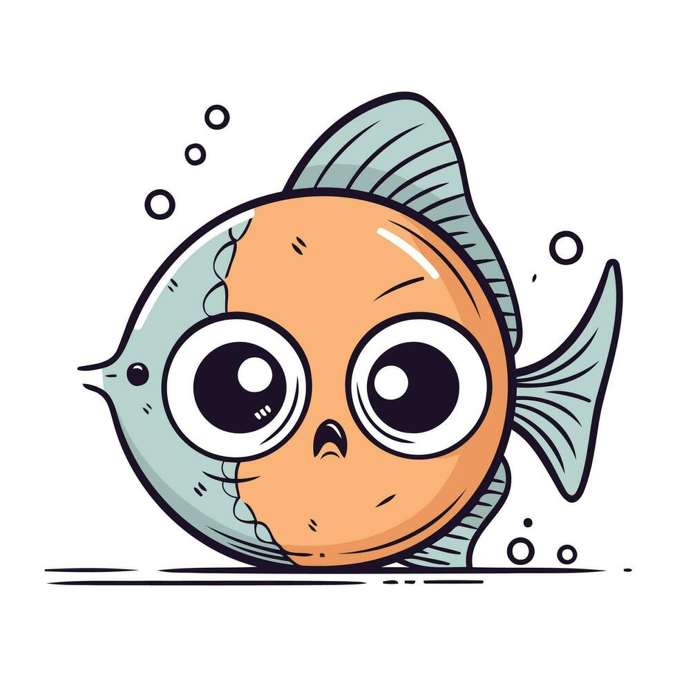 carino cartone animato pesce. vettore illustrazione. isolato su bianca sfondo.