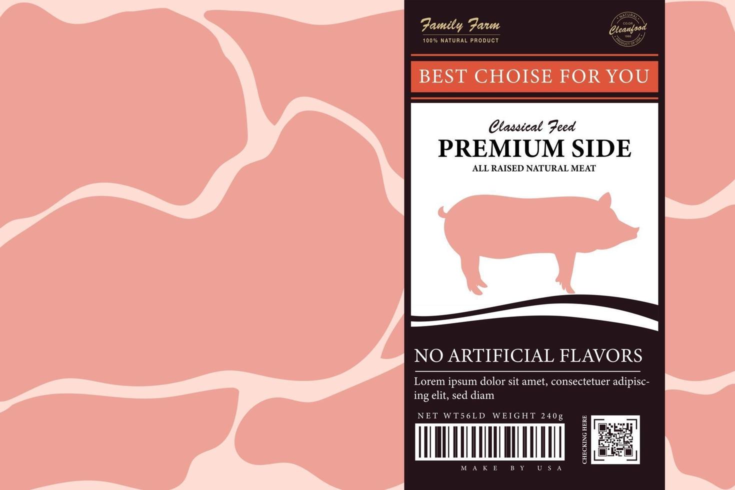 contenitore di carta per carne con coperchio per etichette. vettore