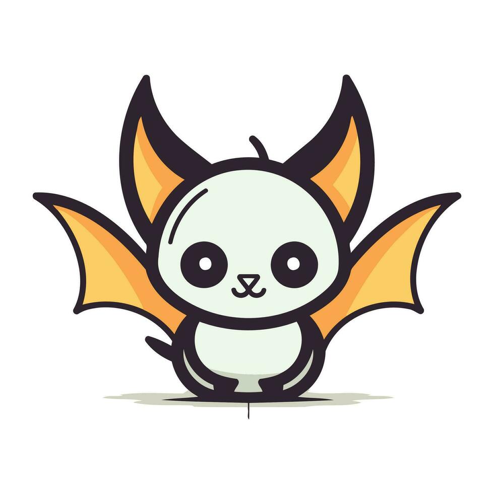 carino cartone animato kawaii volante pipistrello. vettore illustrazione isolato su bianca sfondo.