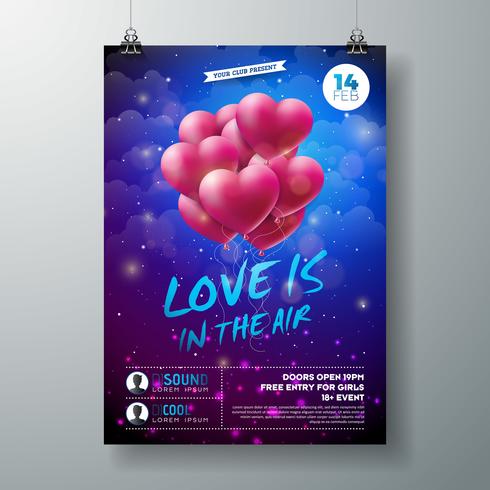 Progettazione Flyer festa di San Valentino vettore