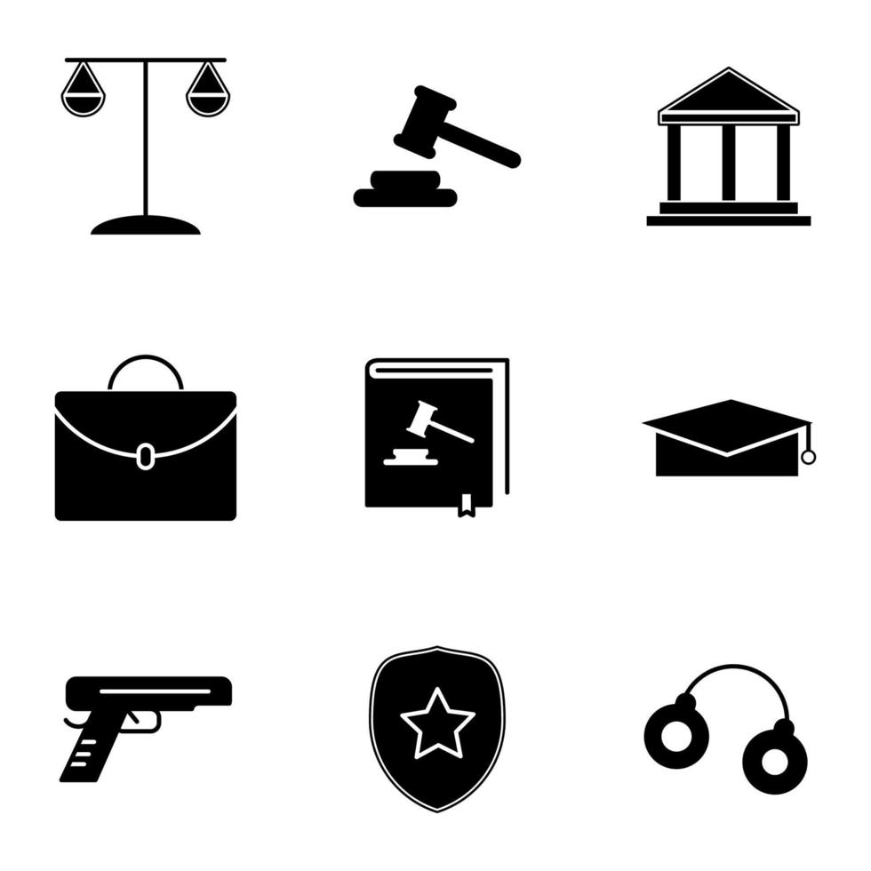 set di icone vettoriali di legge stile glifo