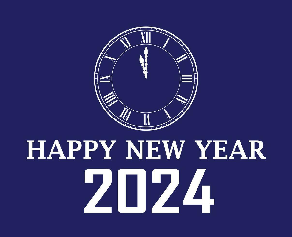 2024 contento nuovo anno vacanza astratto bianca design vettore logo simbolo illustrazione con blu sfondo