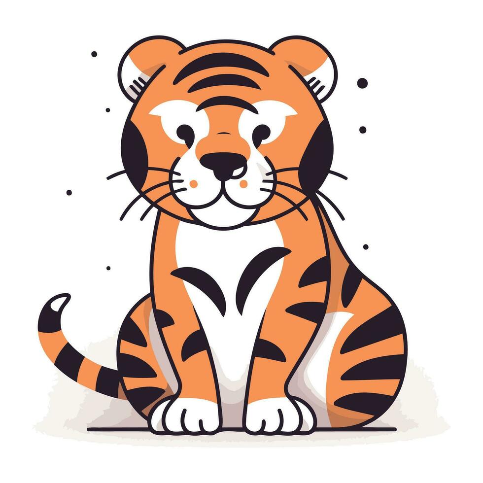 carino tigre. vettore illustrazione nel cartone animato stile su bianca sfondo.